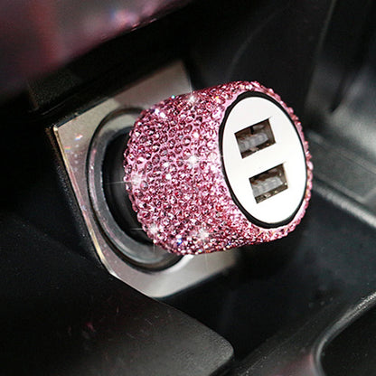 New Bling USB Car Charger 5V 2.1A Dual Port Fast Adapter