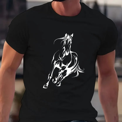 Men's Horse Running Print T-Shirt