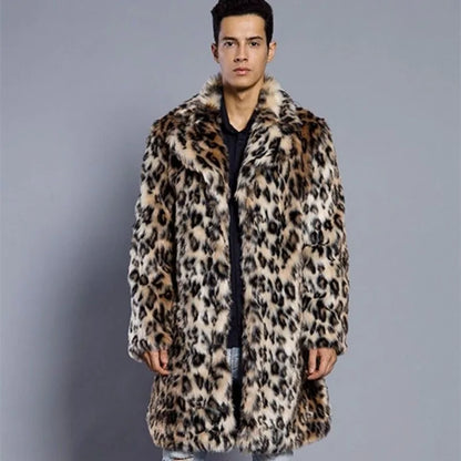 Luxury Men's Leopard Print Suit Overcoat