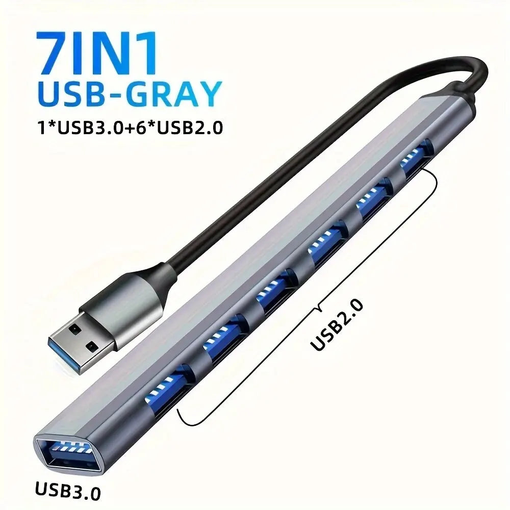 Aluminum 7 in 1 USB -HUB Extender