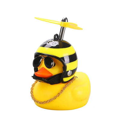 Yellow Duck Car Dashboard Decoration with Cool Glasses Propeller Helmet