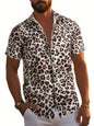 Summer Beach Leopard Pattern Print Men's Button Up Shirt