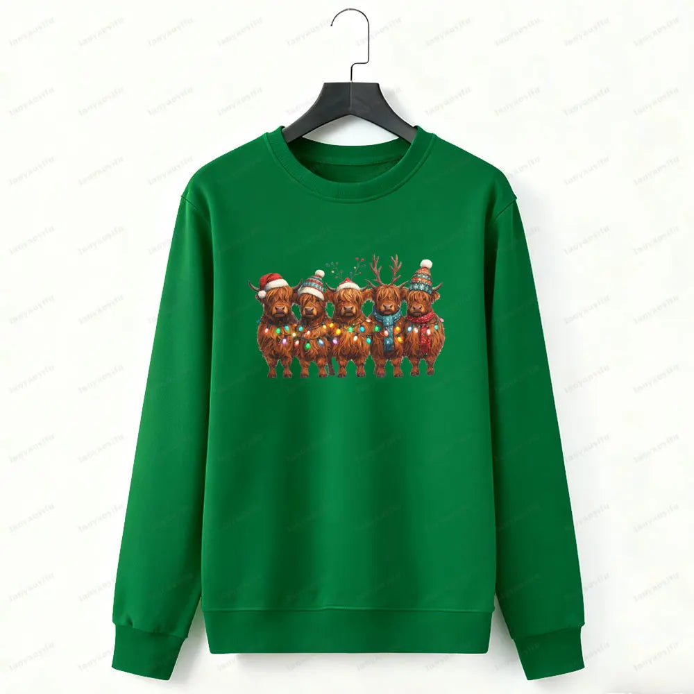 Christmas Highland Cow Hoodie