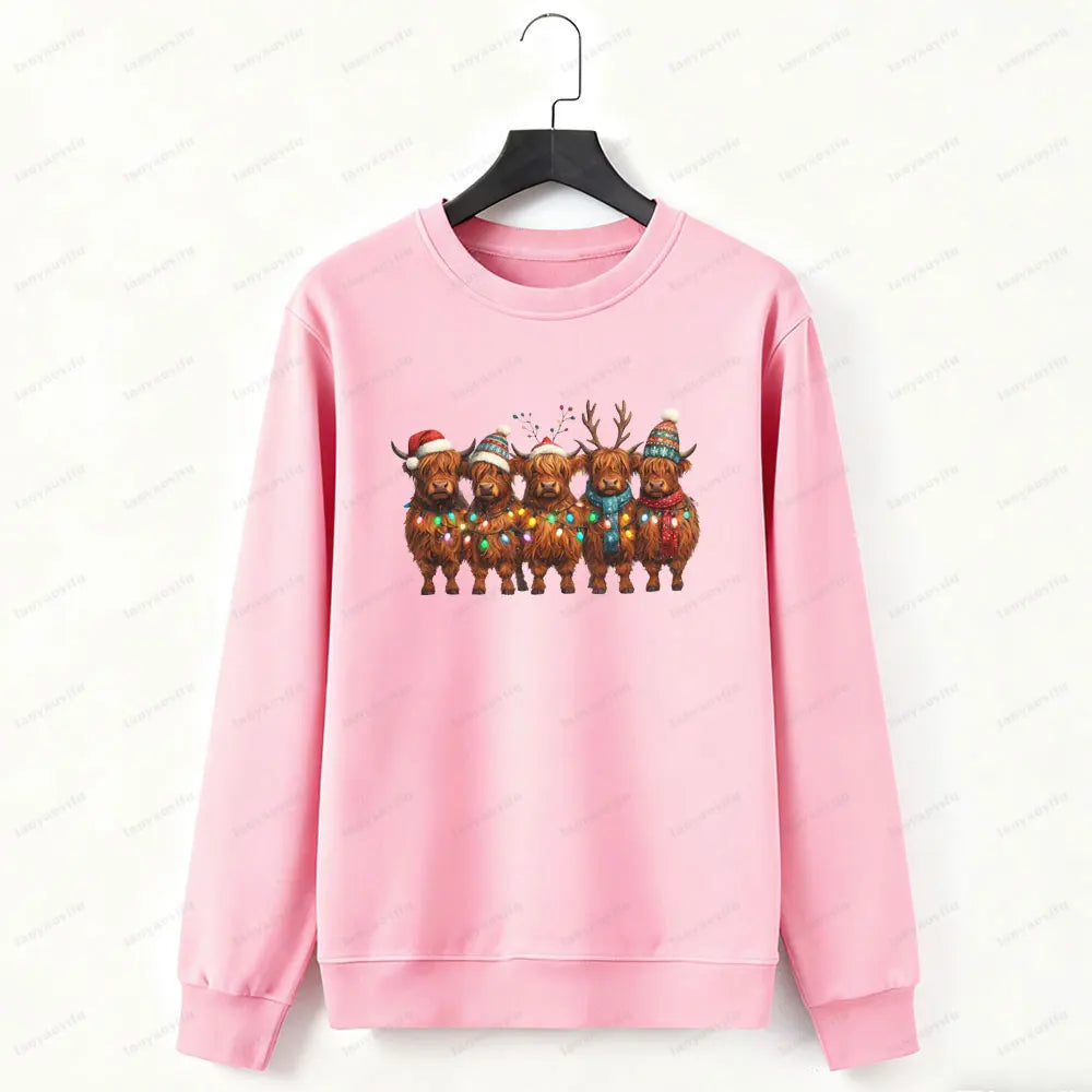 Christmas Highland Cow Hoodie