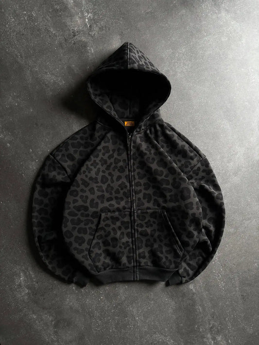 Retro Leopard Print Hooded