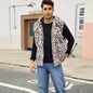 Winter Men's Leopard Casual Trendy Sleeveless Hooded Faux Fur Vest