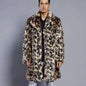 Leopard Print Faux Fur Men's Suit Collar Jacket