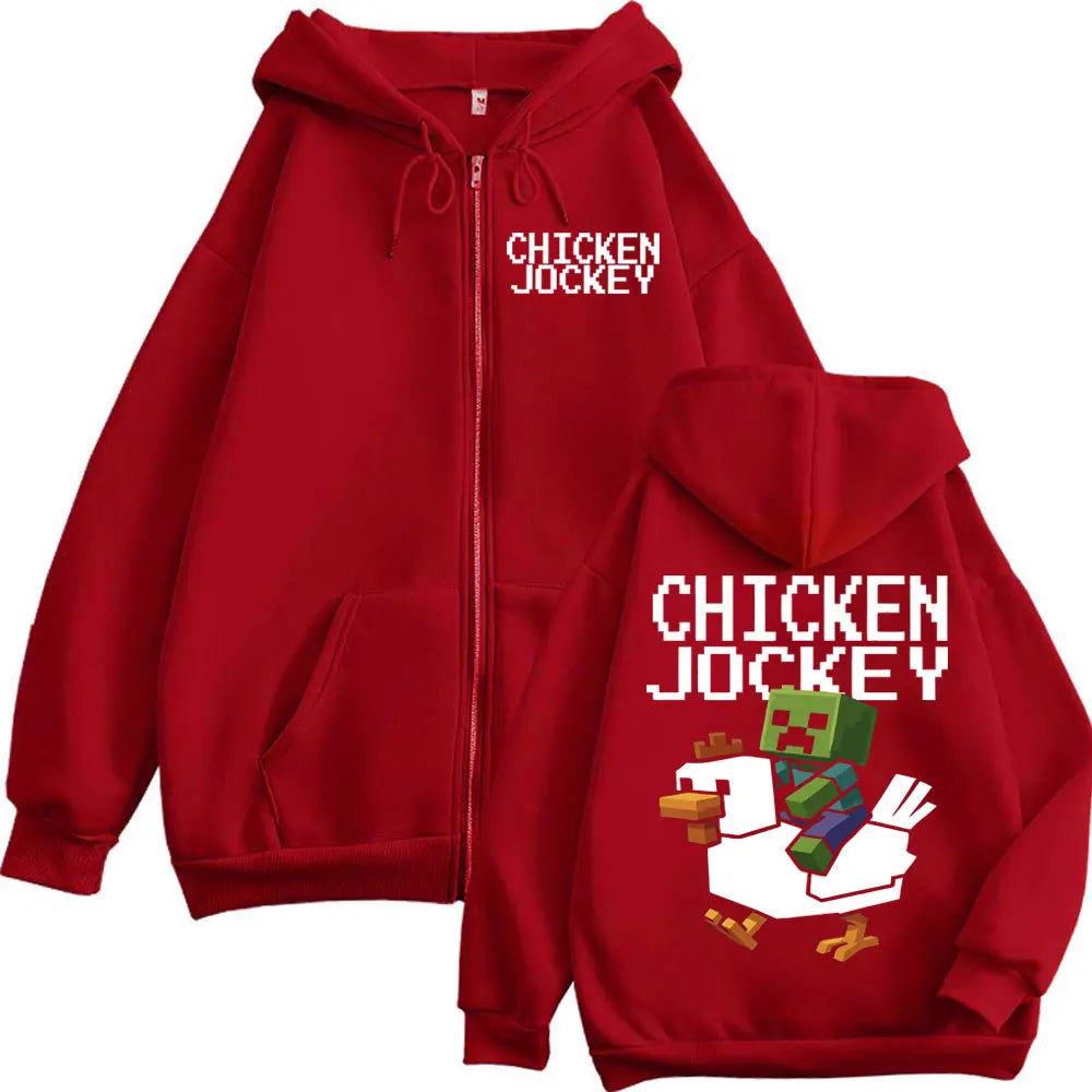 Chicken Jockey Graphic Zipper Hoodie