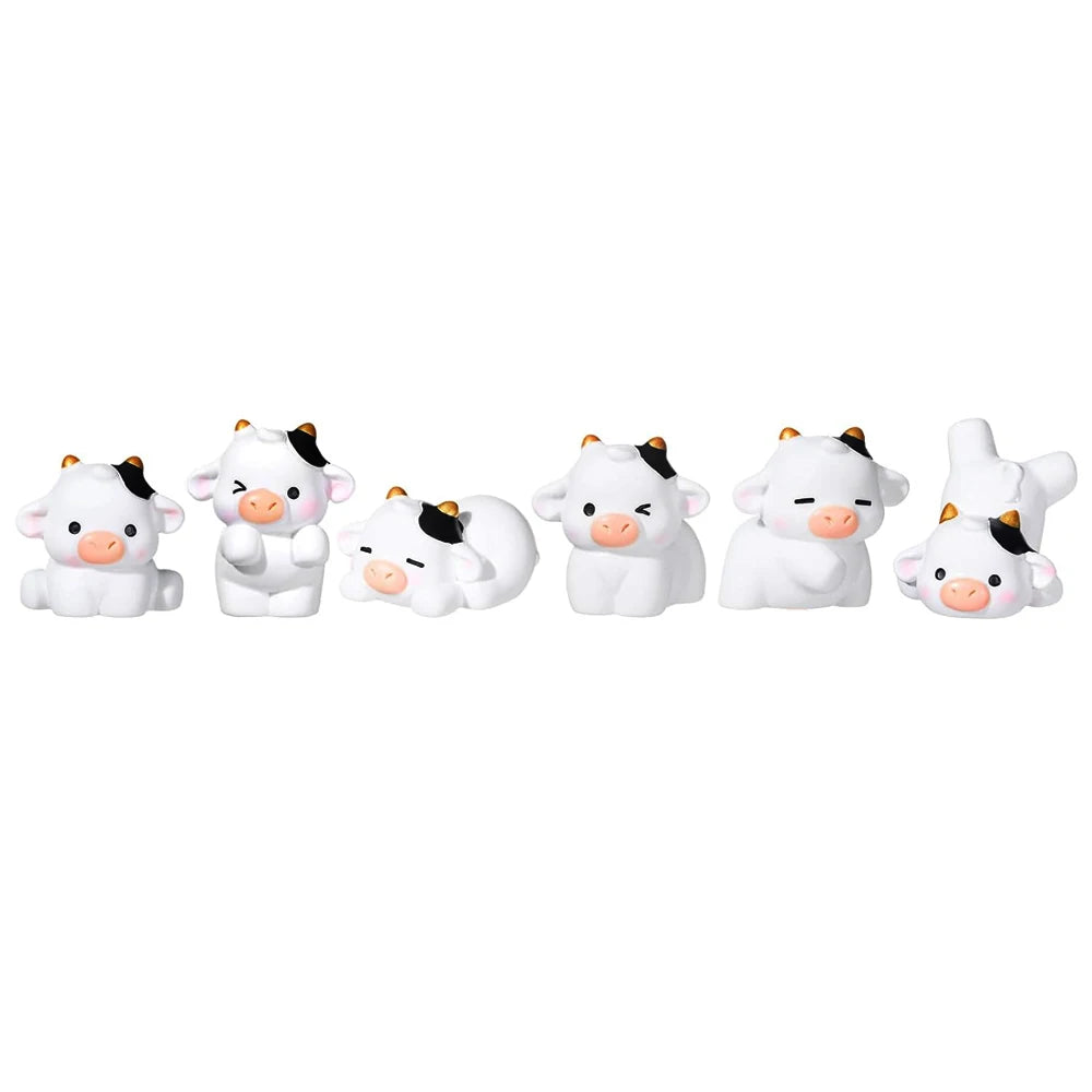 3/6PCS Adorable Mixed Resin Cow Miniatures