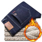 Men's Winter Thickened Fleece Lined Casual Jeans