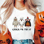 Women's T-shirt, Casual Halloween Chick or Treat Print T-shirt