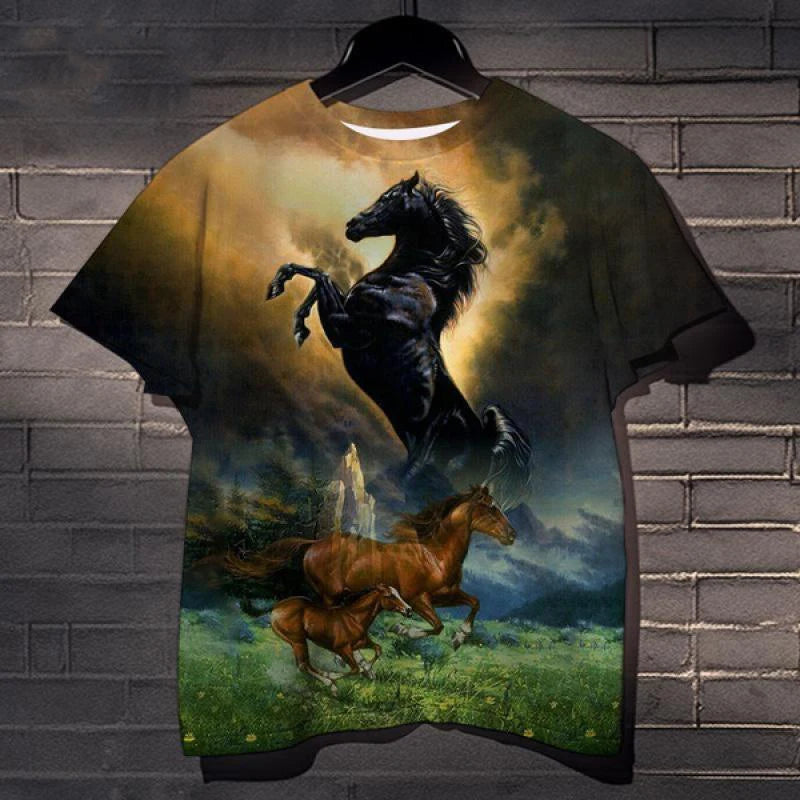 3D Horse Printed Designed T-Shirts