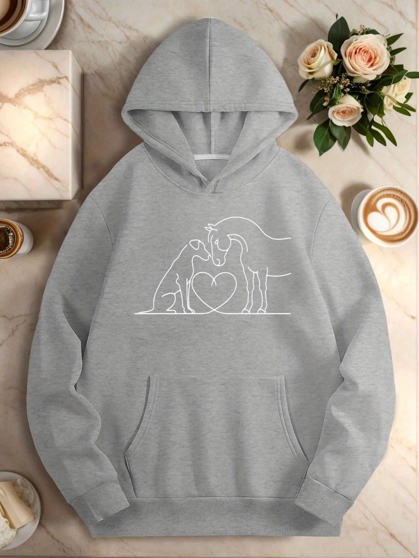 Dog and Horse Bond Women'S Casual Hoodies