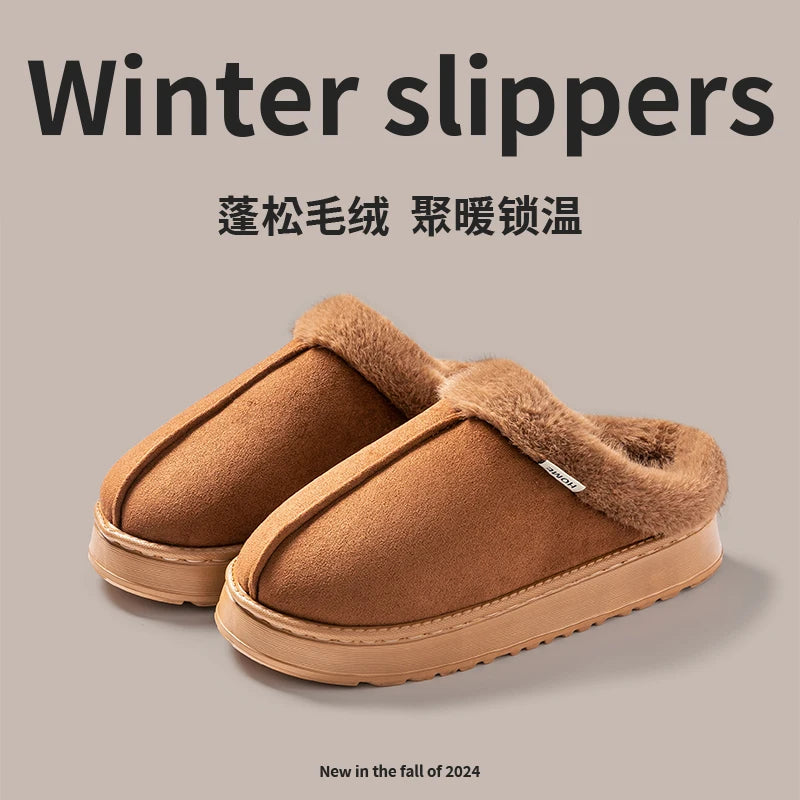New Fluffy Winter Slippers with Thick Sole for Indoors