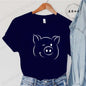 Cute Cartoon Pig Print Women's Summer T Shirt