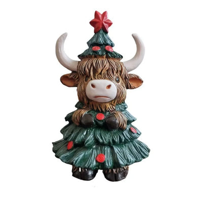 Seasonal Tabletop Ornament Resin Christmas/Halloween Highland Cow Statue