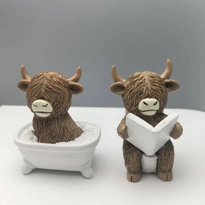 Cute Scottish Highland Cow Resin Figurines