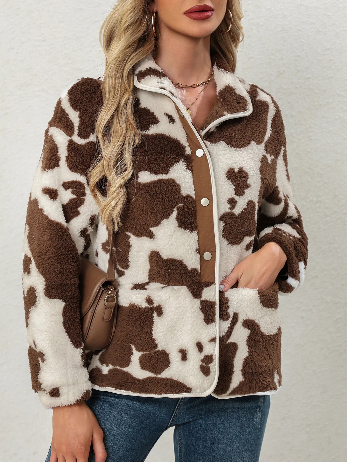 half-button sheepskin jacket