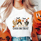 Women's T-shirt, Casual Halloween Chick or Treat Print T-shirt