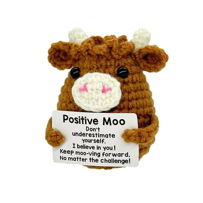 Handmade Positive Crochet Cow Desktop Decorations
