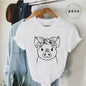 Cute Cartoon Pig Print Women's Summer T Shirt
