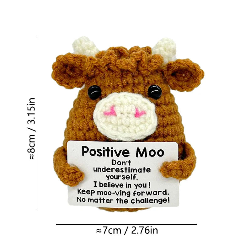 Handmade Positive Crochet Cow Desktop Decorations