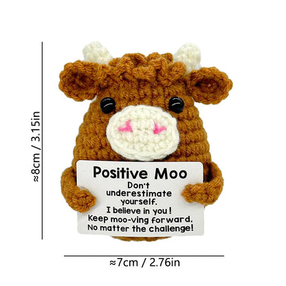 Handmade Positive Crochet Cow Desktop Decorations