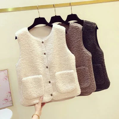 New Winter Women's Sheep Velvet Vest Jacket