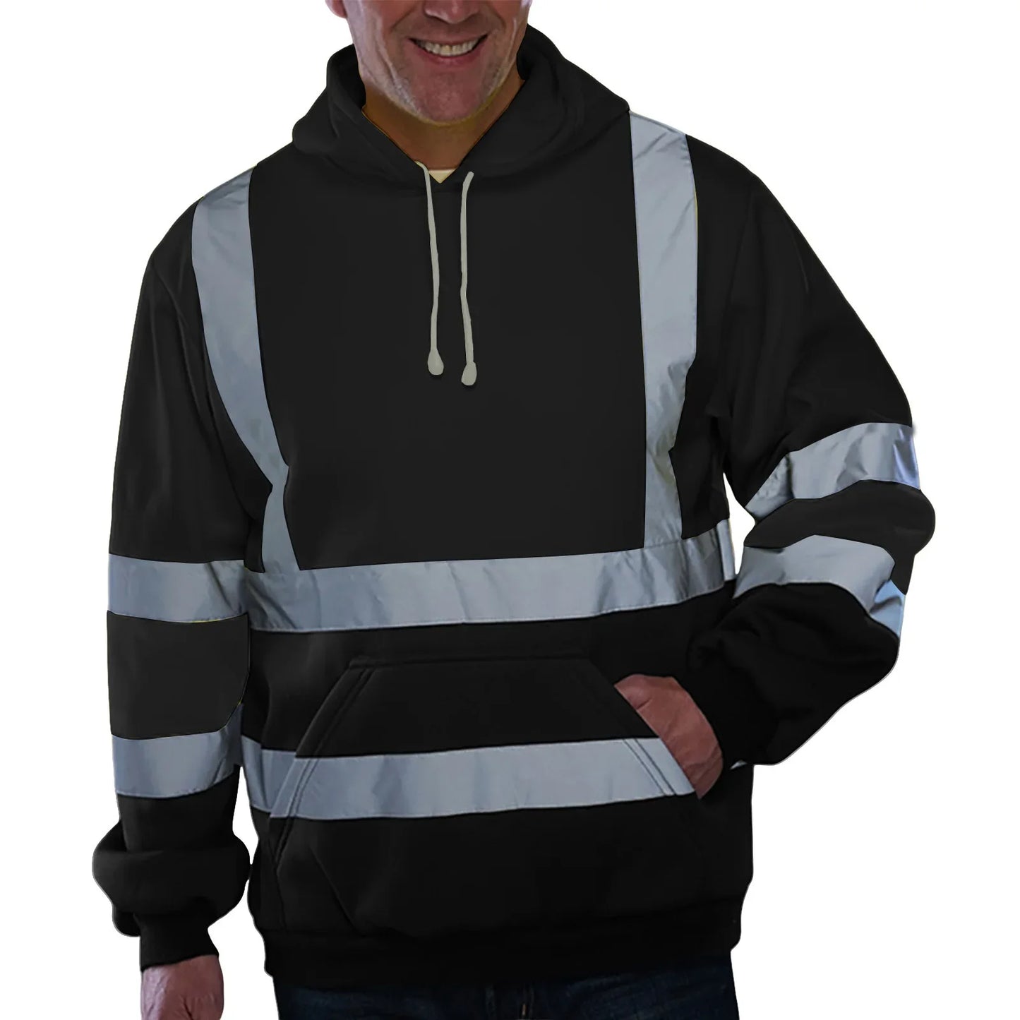 Men's Fleece Lined Reflective Outdoor Hoodie