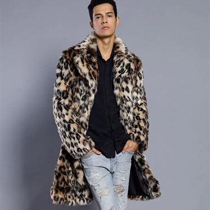 Luxury Men's Leopard Print Suit Overcoat