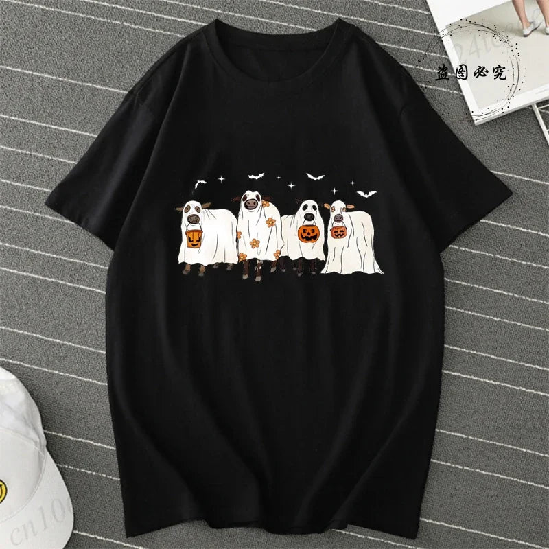 Cows Halloween Print Women's T-Shirt
