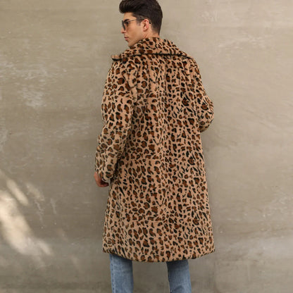 Men Fur Leopard Style Coat