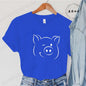 Cute Cartoon Pig Print Women's Summer T Shirt