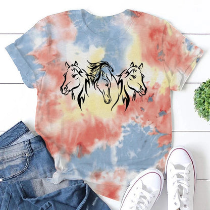 Water Horse Print T-Shirts