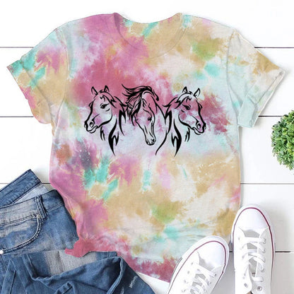 Water Horse Print T-Shirts