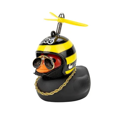 Yellow Duck Car Dashboard Decoration with Cool Glasses Propeller Helmet