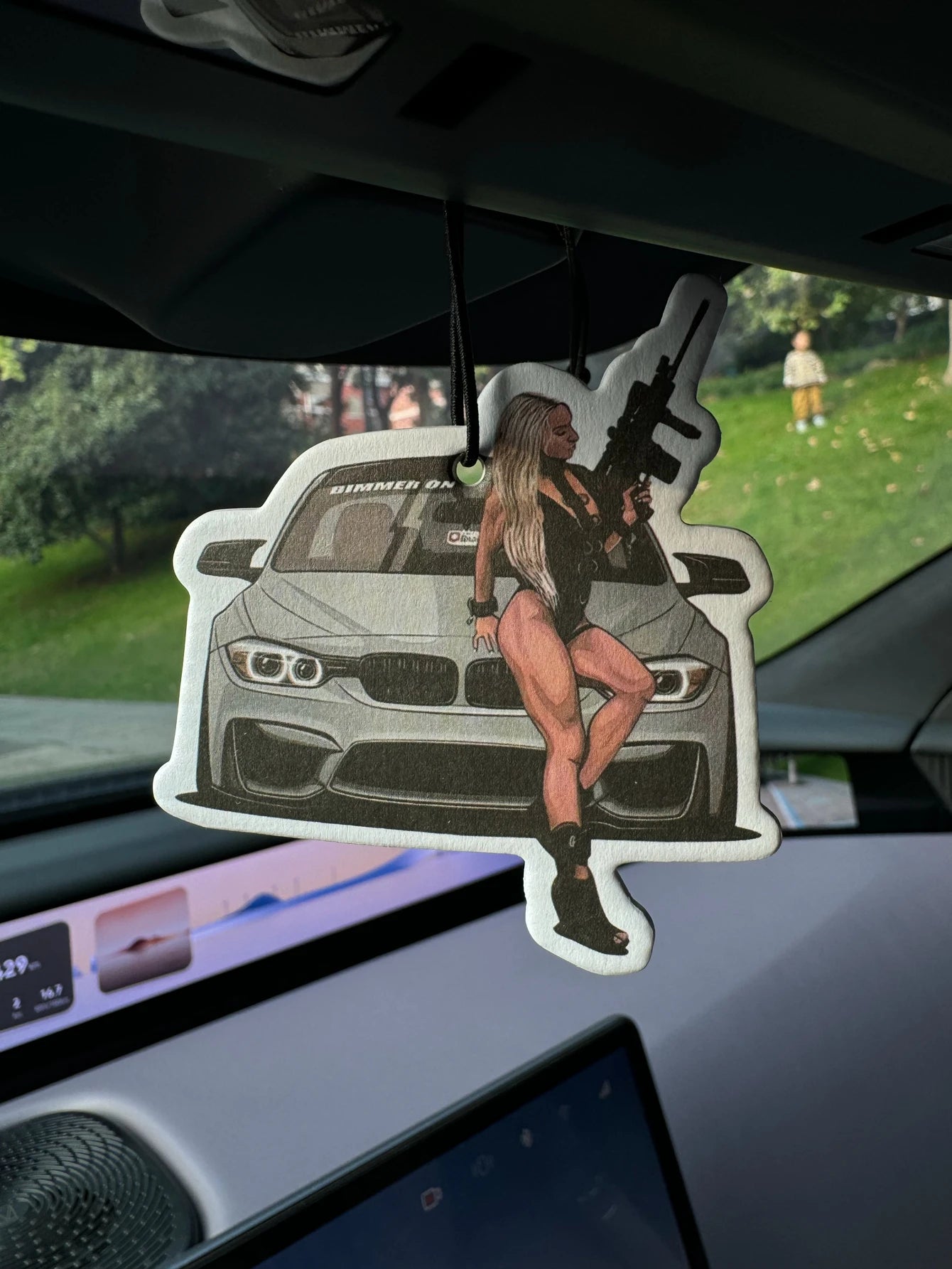 Gun Girl Design Rearview Mirror Decoration - Car Air Freshener