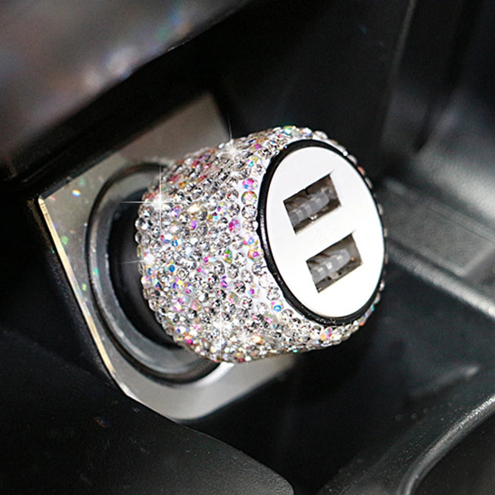 New Bling USB Car Charger 5V 2.1A Dual Port Fast Adapter