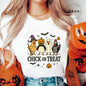 Women's T-shirt, Casual Halloween Chick or Treat Print T-shirt