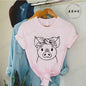 Cute Cartoon Pig Print Women's Summer T Shirt