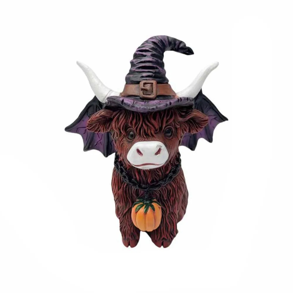 Seasonal Tabletop Ornament Resin Christmas/Halloween Highland Cow Statue