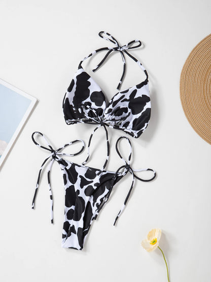 Cow Print Bikini Two Piece Swimsuit Bandage Bikinis Set