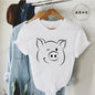Cute Cartoon Pig Print Women's Summer T Shirt