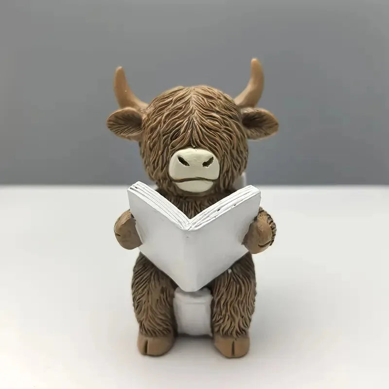 Cute Scottish Highland Cow Resin Figurines