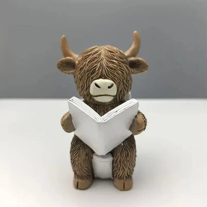 Cute Scottish Highland Cow Resin Figurines