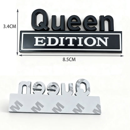 1/2PC QUEEN EDITION 3D Metal Chrome Car Styling Decals Sticker