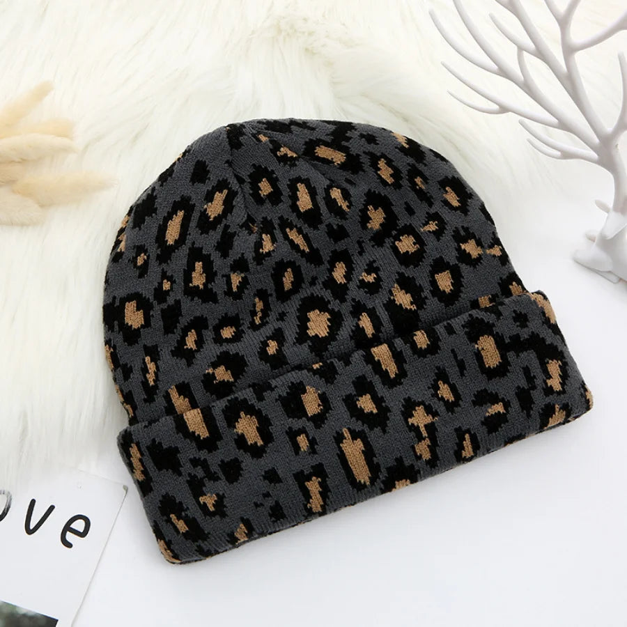 Leopard Print Jacquard Brimless Casual Hat