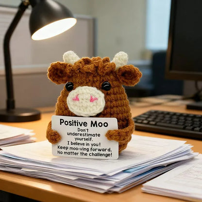 Handmade Positive Crochet Cow Desktop Decorations