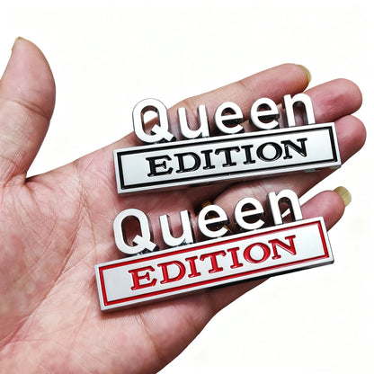 1/2PC QUEEN EDITION 3D Metal Chrome Car Styling Decals Sticker