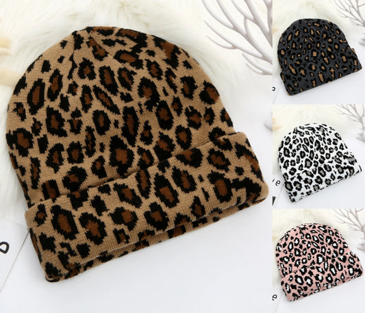 Leopard Print Jacquard Brimless Casual Hat